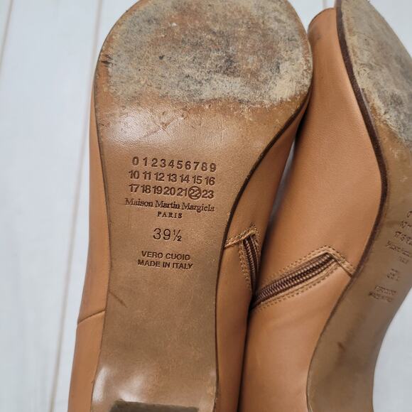 Maison Martin Margiela honey tan leather ankle boots booties peep toe - Picture 10 of 12